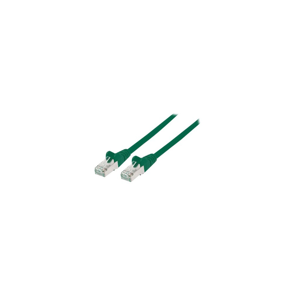 Produktbild för Intellinet Network Patch Cable, Cat6, 5m, Green, Copper, S/FTP, LSOH / LSZH, PVC, RJ45, Gold Plated Contacts, Snagless, Booted, Lifetime Warranty, Polybag - nätverkskabel - 5 m - grön