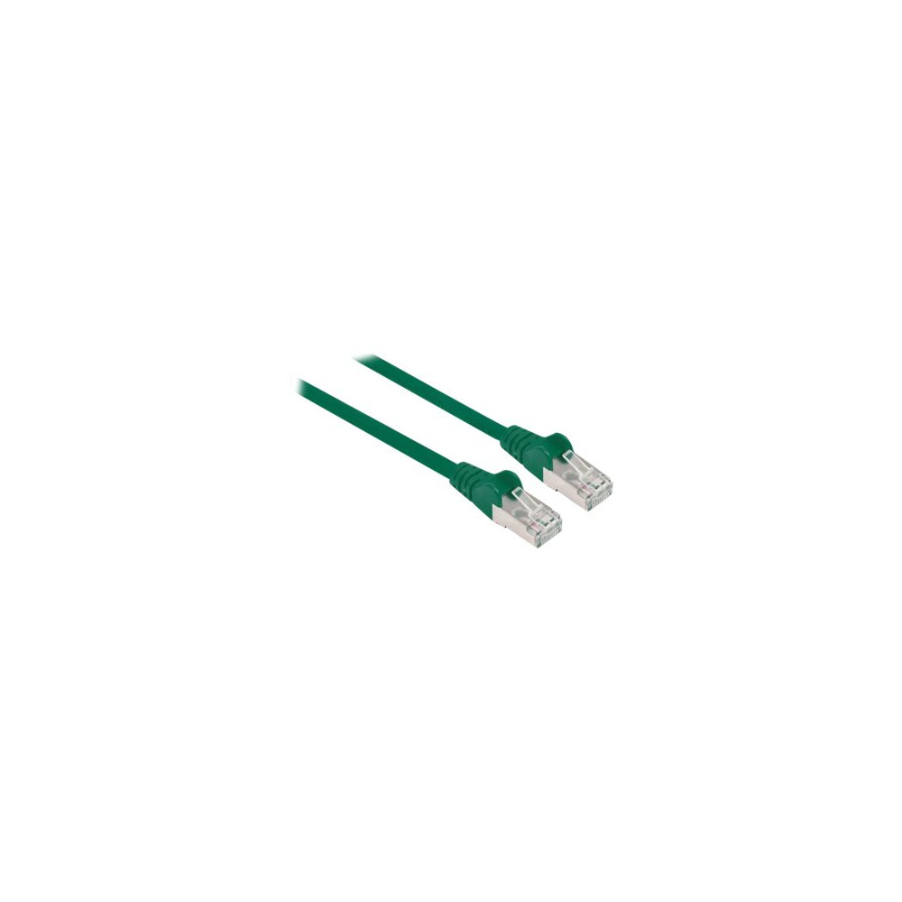Produktbild för Intellinet Network Patch Cable, Cat6, 5m, Green, Copper, S/FTP, LSOH / LSZH, PVC, RJ45, Gold Plated Contacts, Snagless, Booted, Lifetime Warranty, Polybag - nätverkskabel - 5 m - grön
