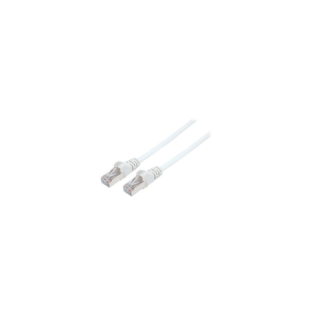 Produktbild för Intellinet Network Patch Cable, Cat6, 3m, White, Copper, S/FTP, LSOH / LSZH, PVC, RJ45, Gold Plated Contacts, Snagless, Booted, Lifetime Warranty, Polybag - nätverkskabel - 3 m - vit