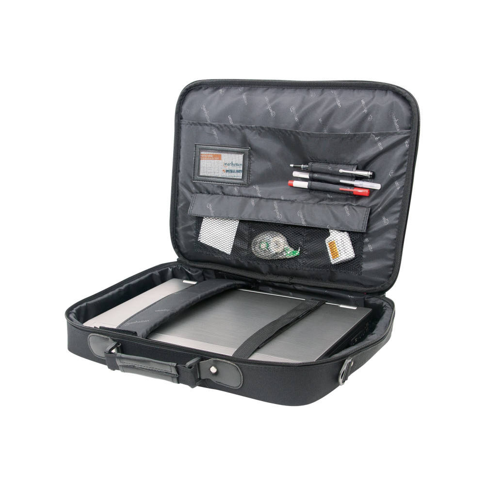 Produktbild för Manhattan Empire Laptop Bag 17.3", Clamshell design, Accessories Pocket, Shoulder Strap (removable), Notebook Case, Black, Three Year Warranty - notebook-väska