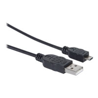 Produktbild för Manhattan USB-A to Micro-USB Cable, 1.8m, Male to Male, Black, 480 Mbps (USB 2.0), Hi-Speed USB, Lifetime Warranty, Polybag - USB-kabel - USB till mikro-USB typ B