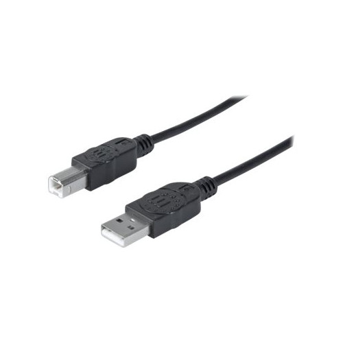 Manhattan Manhattan USB-A to USB-B Cable, 1.8m, Male to Male, Black, 480 Mbps (USB 2.0), Hi-Speed USB, Lifetime Warranty, Polybag - USB-kabel - USB till USB typ B - 1.8 m