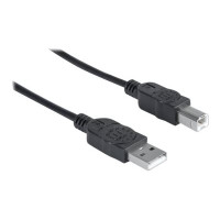 Produktbild för Manhattan USB-A to USB-B Cable, 1.8m, Male to Male, Black, 480 Mbps (USB 2.0), Hi-Speed USB, Lifetime Warranty, Polybag - USB-kabel - USB till USB typ B - 1.8 m