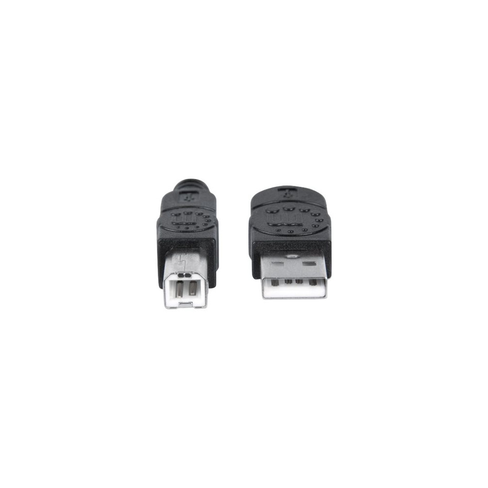 Produktbild för Manhattan USB-A to USB-B Cable, 1.8m, Male to Male, Black, 480 Mbps (USB 2.0), Hi-Speed USB, Lifetime Warranty, Polybag - USB-kabel - USB till USB typ B - 1.8 m