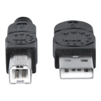 Produktbild för Manhattan USB-A to USB-B Cable, 1.8m, Male to Male, Black, 480 Mbps (USB 2.0), Hi-Speed USB, Lifetime Warranty, Polybag - USB-kabel - USB till USB typ B - 1.8 m