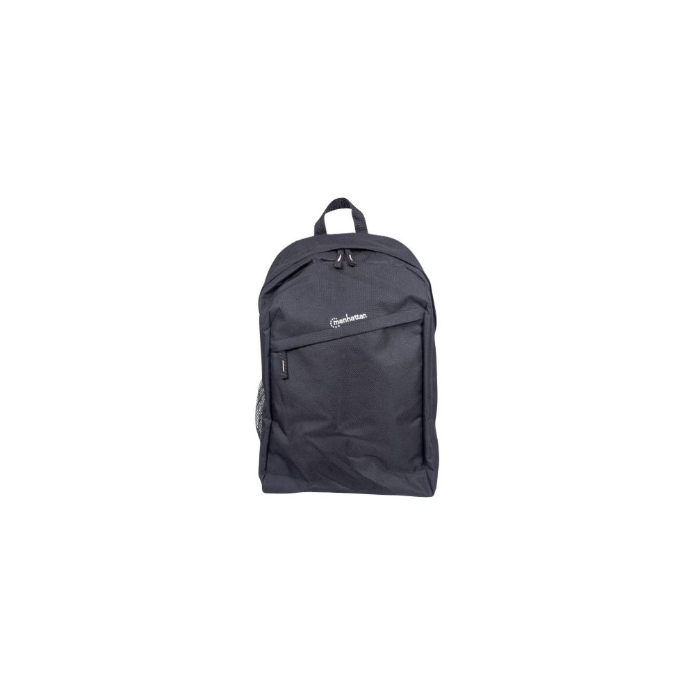 Produktbild för Manhattan Knappack Backpack 15.6", Black, LOW COST, Lightweight, Internal Laptop Sleeve, Accessories Pocket, Padded Adjustable Shoulder Straps, Water Bottle Holder, Three Year Warranty - ryggsäck för bärbar dator
