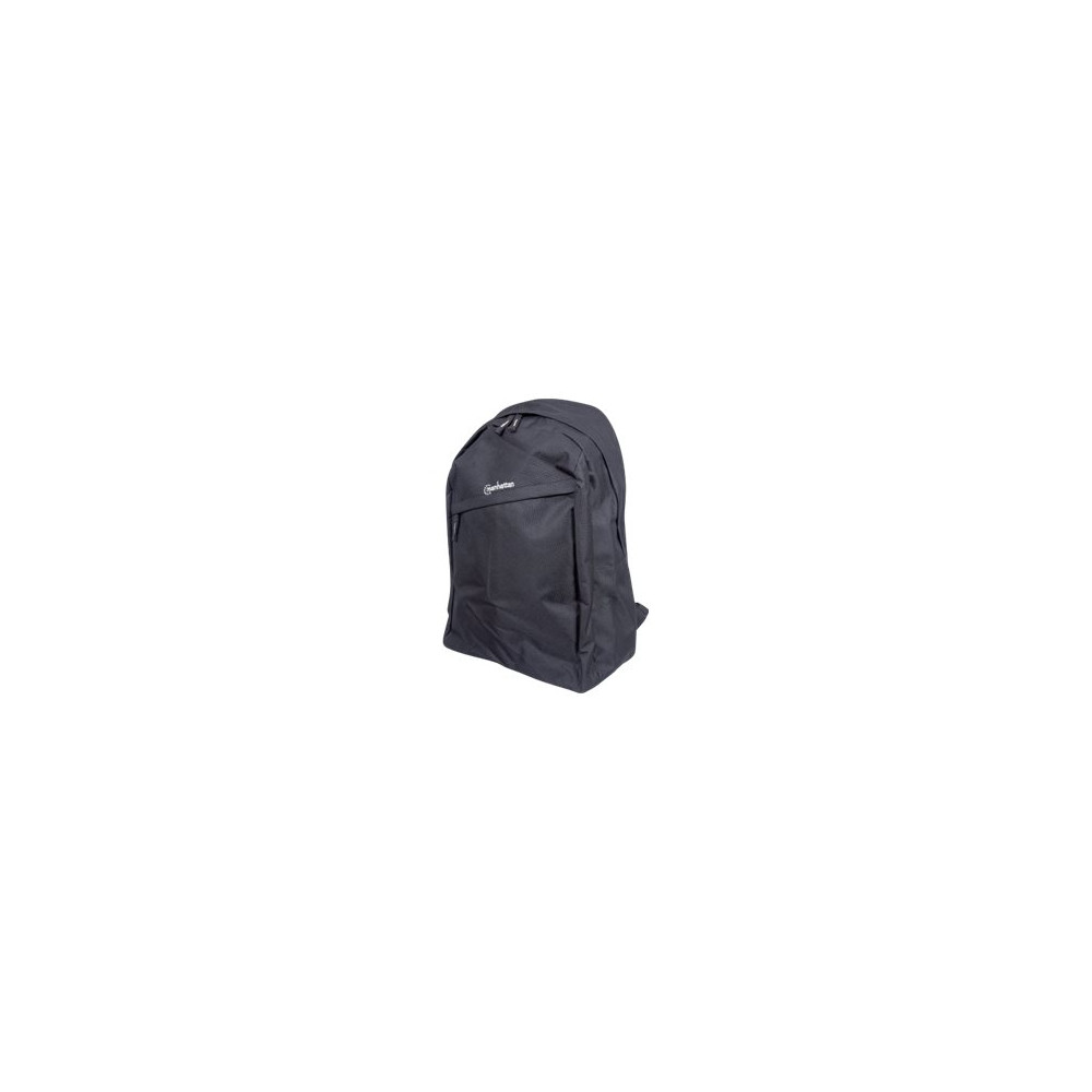 Produktbild för Manhattan Knappack Backpack 15.6", Black, LOW COST, Lightweight, Internal Laptop Sleeve, Accessories Pocket, Padded Adjustable Shoulder Straps, Water Bottle Holder, Three Year Warranty - ryggsäck för bärbar dator