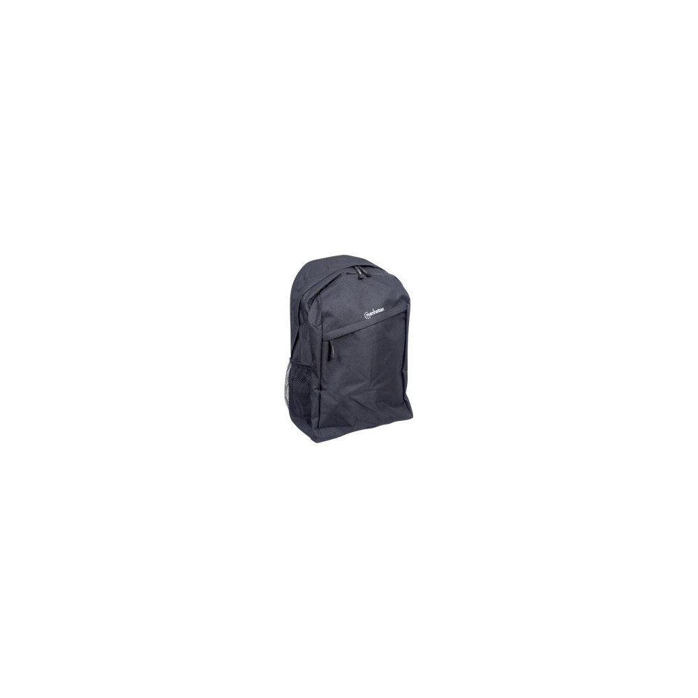 Produktbild för Manhattan Knappack Backpack 15.6", Black, LOW COST, Lightweight, Internal Laptop Sleeve, Accessories Pocket, Padded Adjustable Shoulder Straps, Water Bottle Holder, Three Year Warranty - ryggsäck för bärbar dator