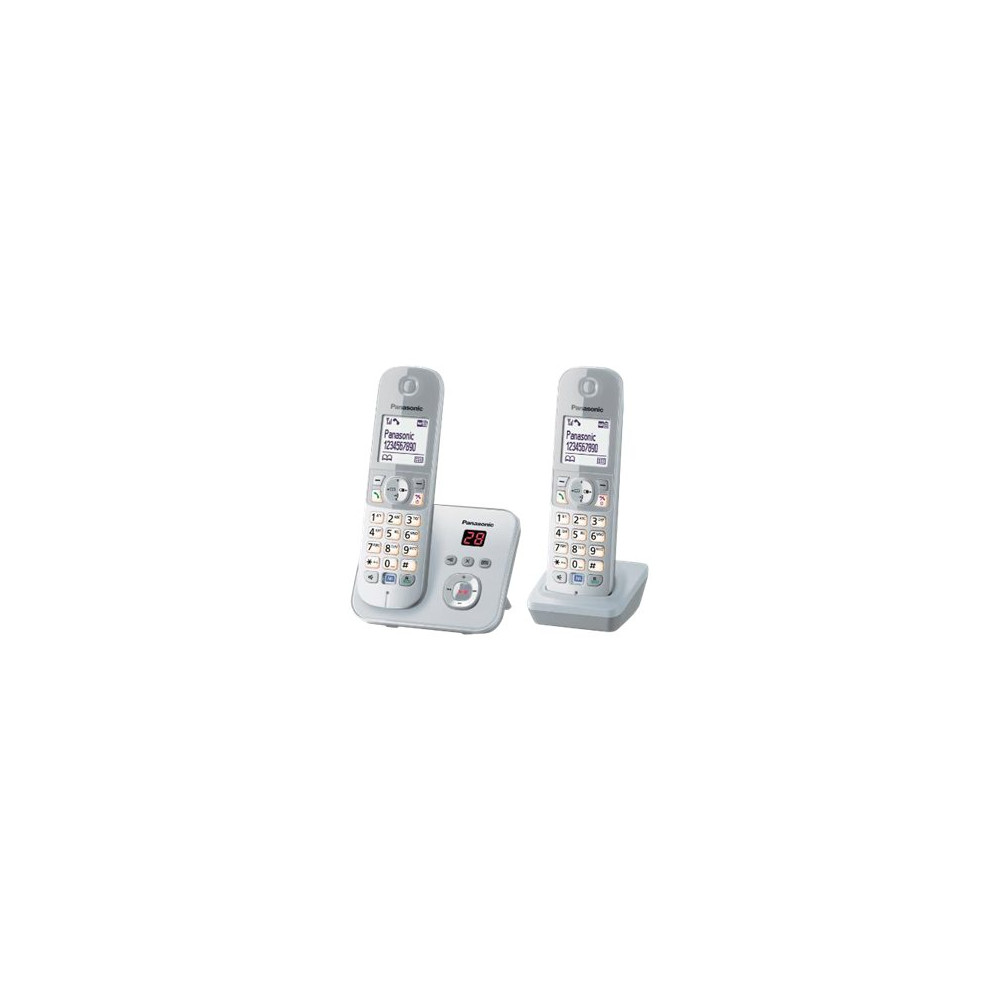 Produktbild för Panasonic KX-TG6822 - trådlös telefon - svarssysten med nummerpresentation + 1 extra handuppsättning