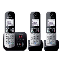 Produktbild för Panasonic KX-TG6823 - trådlös telefon - svarssysten med nummerpresentation + 2 extra handuppsättningar