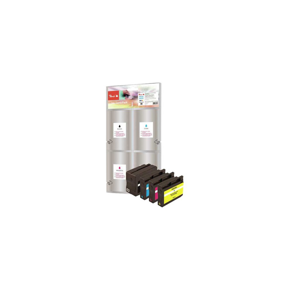 Produktbild för Peach Spar Pack - 4-pack - XL-kapacitet - svart, gul, cyan, magenta - kompatibel - bläckpatron (alternativ för: HP 932XL, HP 933XL)
