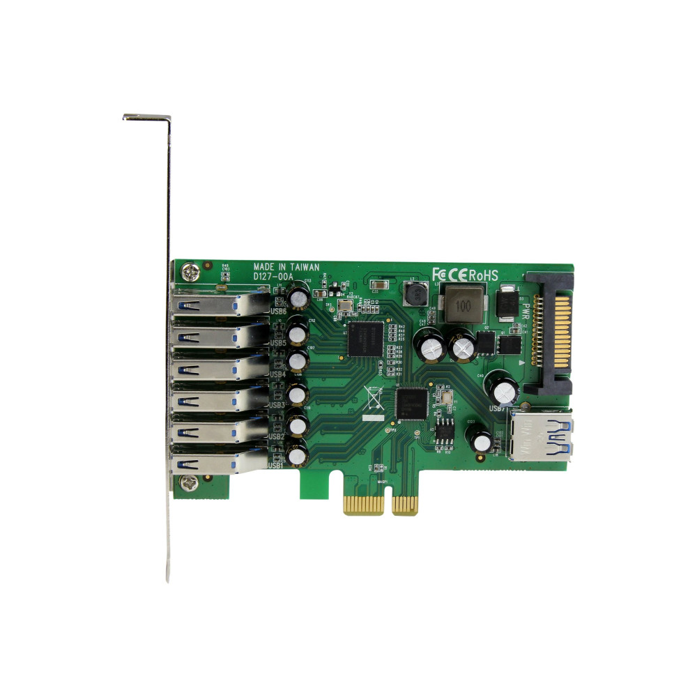 Produktbild för StarTech.com PCI Express USB 3.0-kort med 7 portar - standard- och lågprofilsdesign - USB-adapter - PCIe 2.0