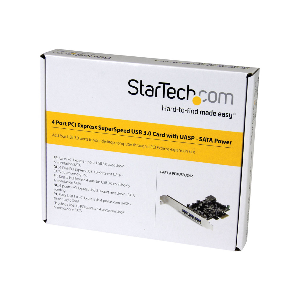 Produktbild för StarTech.com PCI Express USB 3.0-kort med 4 portar - USB-adapter - PCIe 2.0 - USB 3.0 x 4