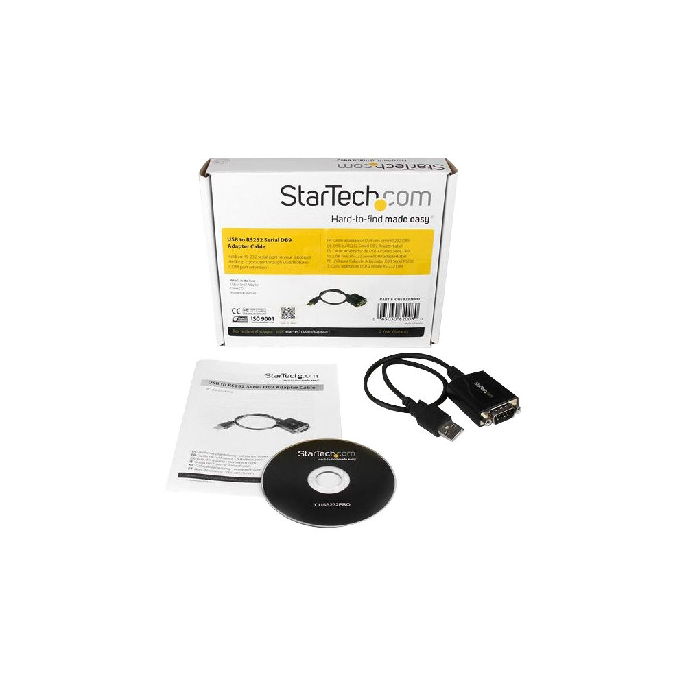 Produktbild för StarTech.com 30 cm USB till RS232 seriell DB9 kabeladapter med COM-retention - seriell adapter - USB - RS-232