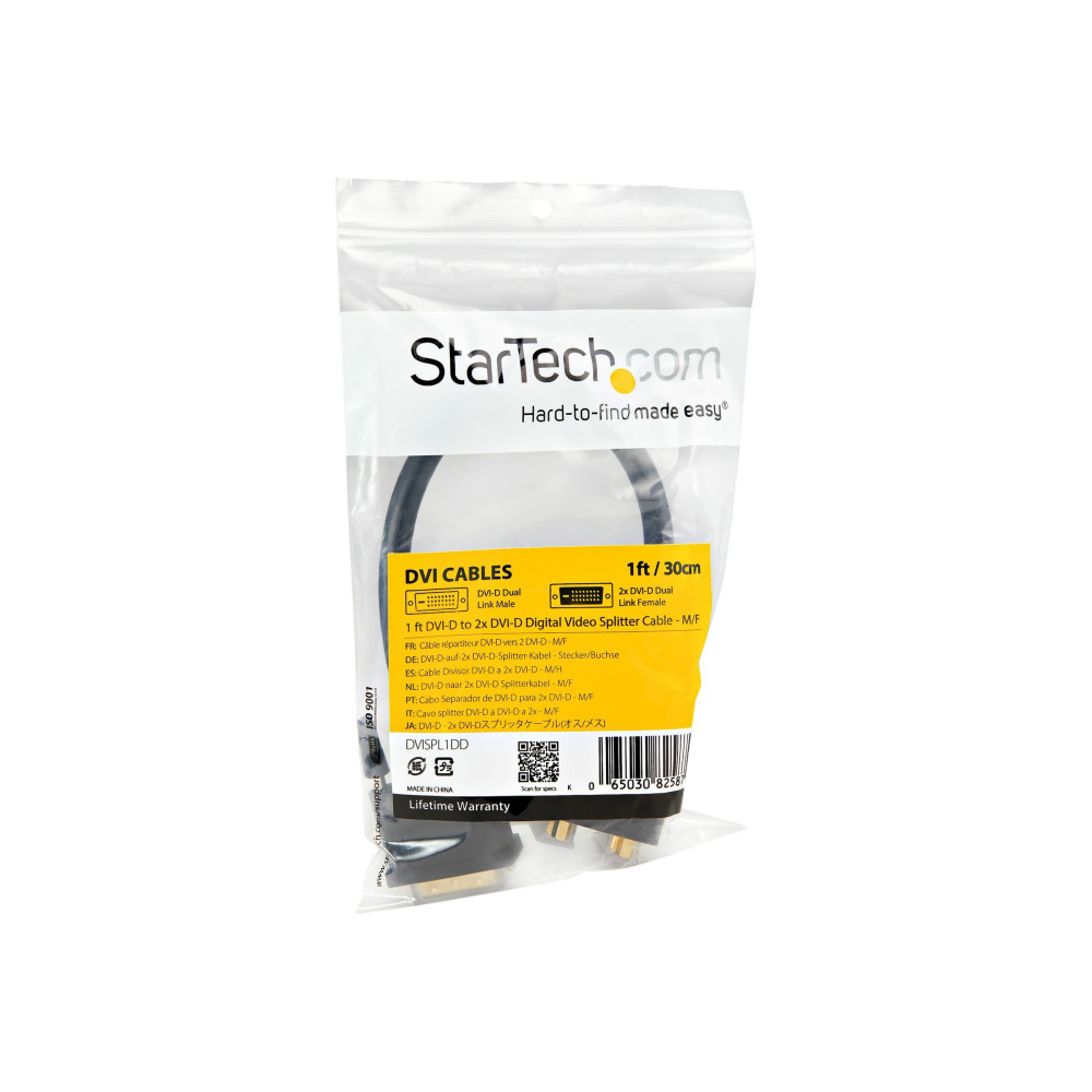 Produktbild för StarTech.com 30 cm DVI-D till 2x DVI-D digital video splitter kabel – M/F - linjedelare för video - DVI - 30.5 cm