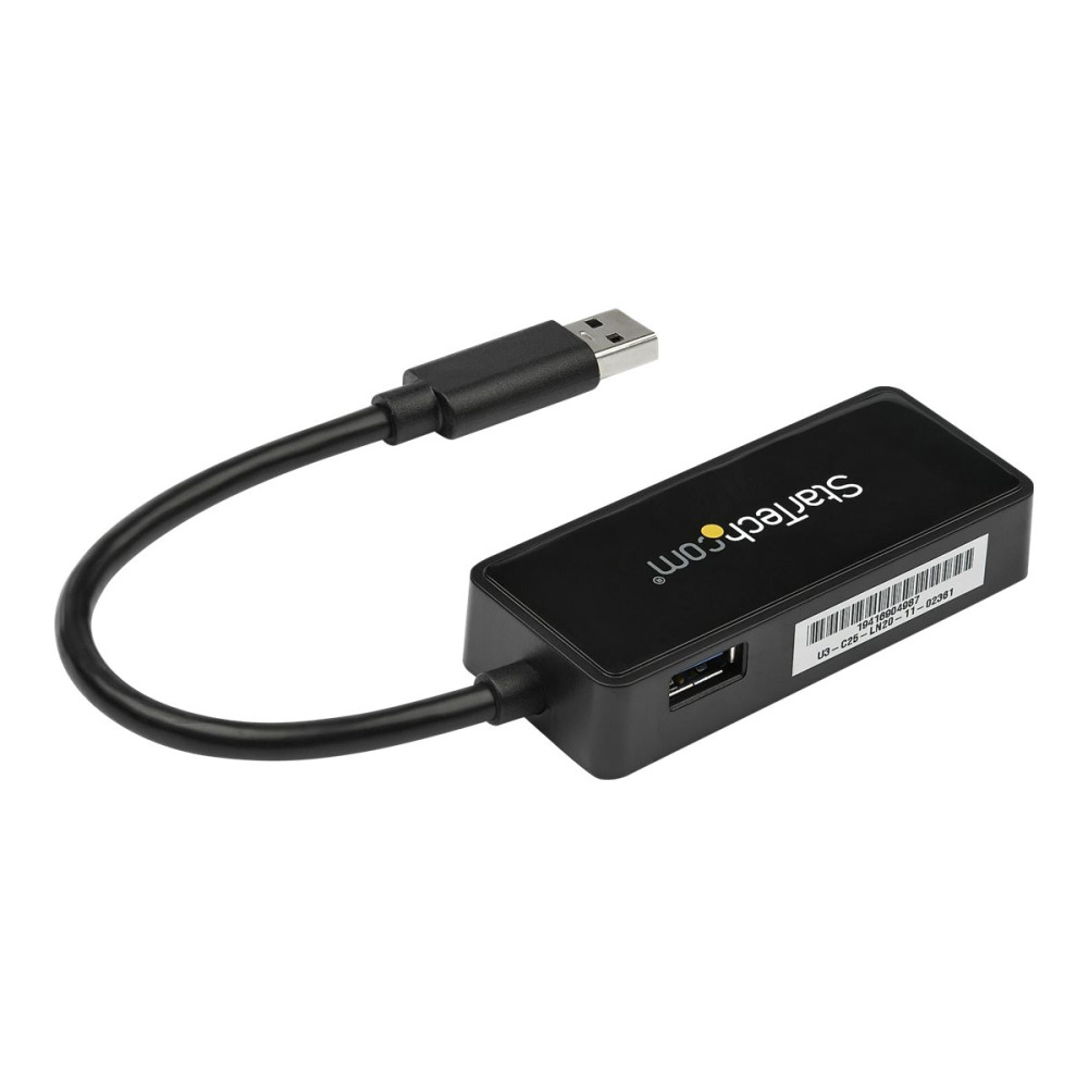 Produktbild för Startech USB 3.0 Ethernet Adapter - USB 3.0 Network Adapter NIC with USB Port - USB to RJ45 - USB Passthrough (USB31000SPTB) - nätverksadapter - USB 3.0 - Gigabit Ethernet