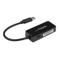 Produktbild för Startech USB 3.0 Ethernet Adapter - USB 3.0 Network Adapter NIC with USB Port - USB to RJ45 - USB Passthrough (USB31000SPTB) - nätverksadapter - USB 3.0 - Gigabit Ethernet