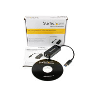 Produktbild för Startech USB 3.0 Ethernet Adapter - USB 3.0 Network Adapter NIC with USB Port - USB to RJ45 - USB Passthrough (USB31000SPTB) - nätverksadapter - USB 3.0 - Gigabit Ethernet
