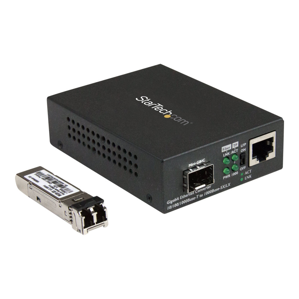 Produktbild för Startech Gigabit Ethernet-fibermediaomvandlare - kompakt - 850 nm MM LC - 550 m - fibermediekonverterare - 10Mb LAN, 100Mb LAN, 1GbE