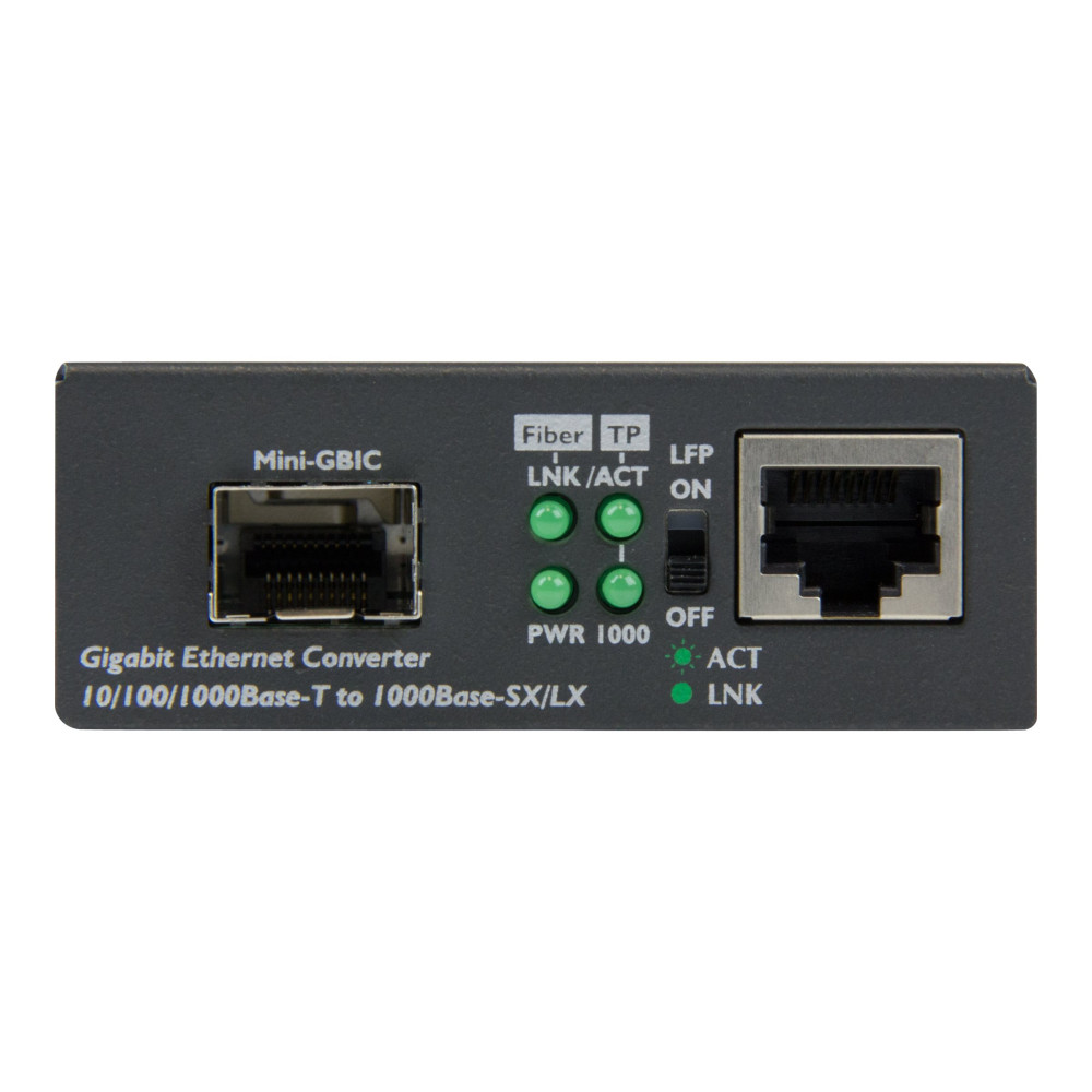 Produktbild för Startech Gigabit Ethernet-fibermediaomvandlare med öppen SFP-port - fibermediekonverterare - 10Mb LAN, 100Mb LAN, 1GbE