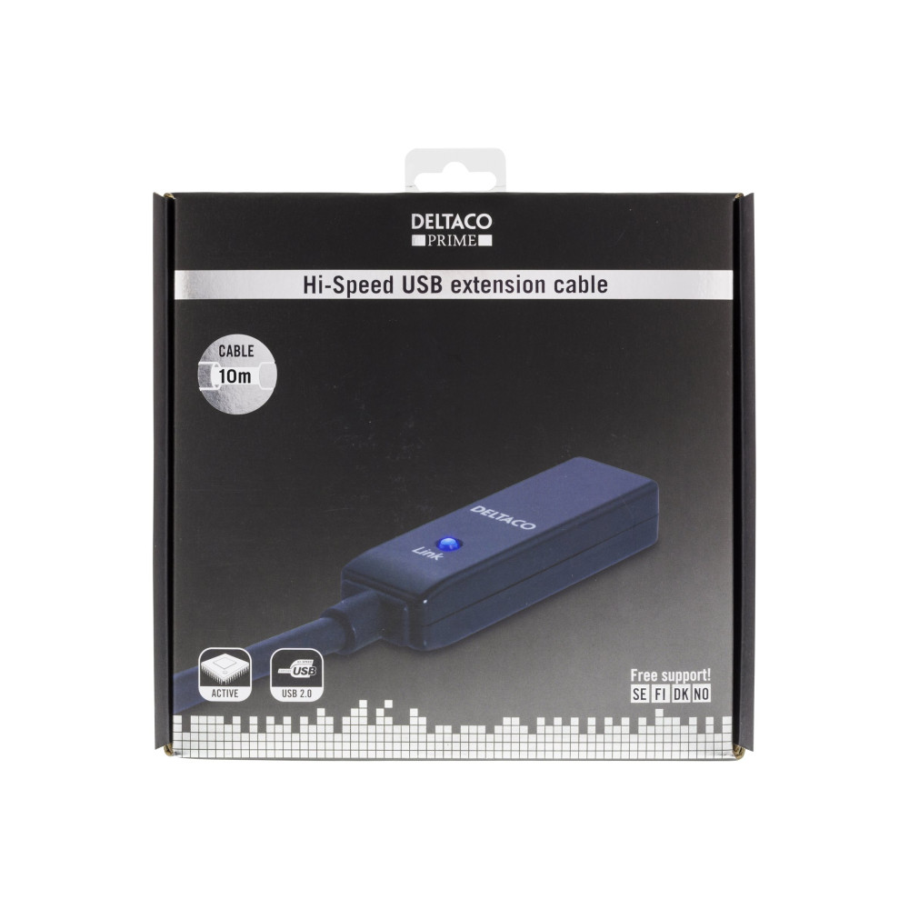 Produktbild för DELTACO USB2-EX10M - USB-förlängningskabel - USB till USB - 10 m