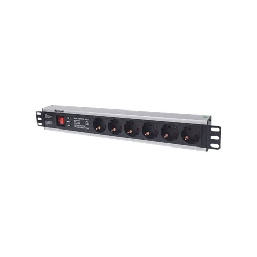 intellinet Intellinet 19" 1.5U Rackmount 6-Way Power Strip - German Type", With On/Off Switch and Surge Protection, 3m Power Cord - effektband