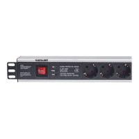 Produktbild för Intellinet 19" 1.5U Rackmount 6-Way Power Strip - German Type", With On/Off Switch and Surge Protection, 3m Power Cord - effektband