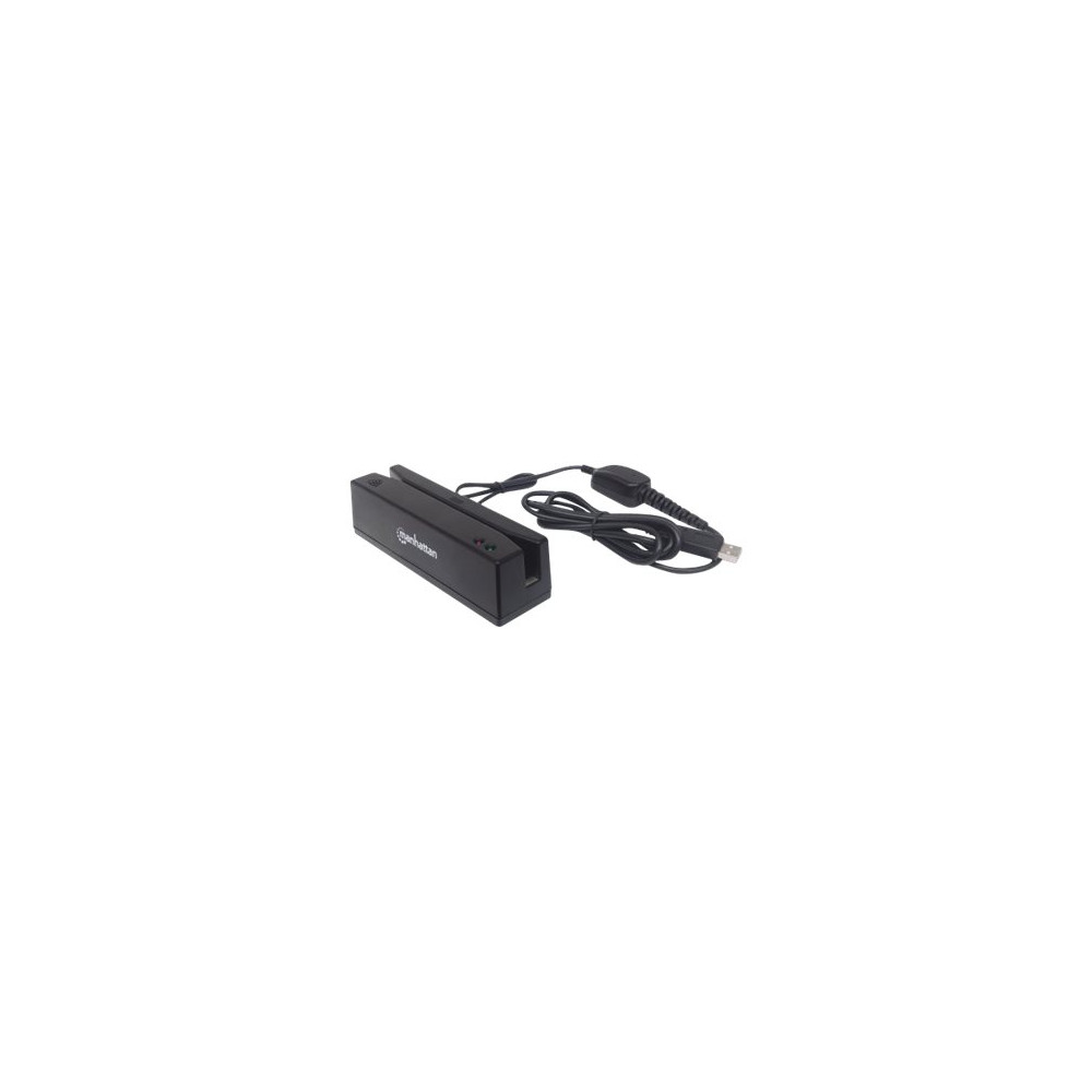 Produktbild för Manhattan USB-A Magnetic Strip Card Reader, Triple Track Reader, Keyboard Wedge Decoder, Cable 1.5m, Black, Three Year Warranty, Box - kortläsare - USB