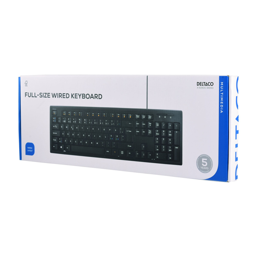 Produktbild för DELTACO TB-626 - tangentbord - Nordisk - svart Inmatningsenhet