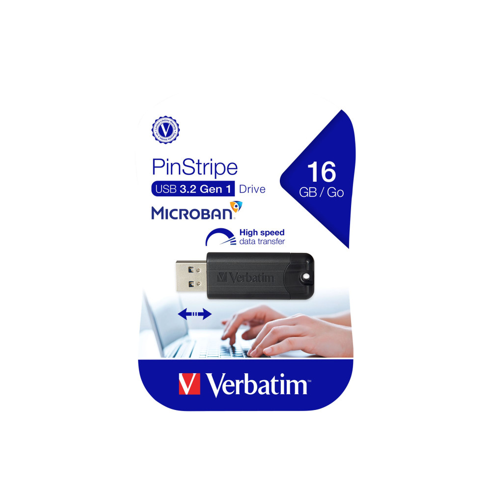 Produktbild för Verbatim Store 'n' Go Pin Stripe USB Drive - USB flash-enhet - 16 GB