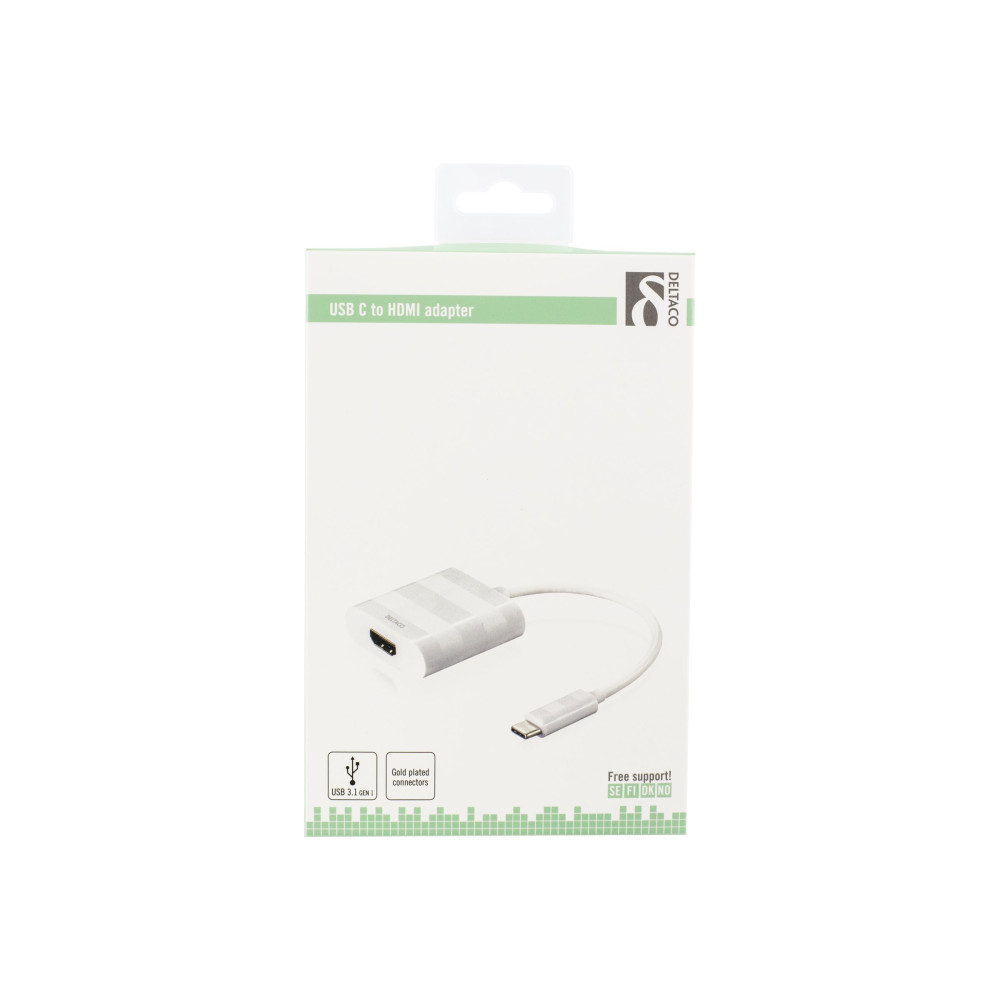 Produktbild för DELTACO USBC-HDMI1 - extern videoadapter - vit