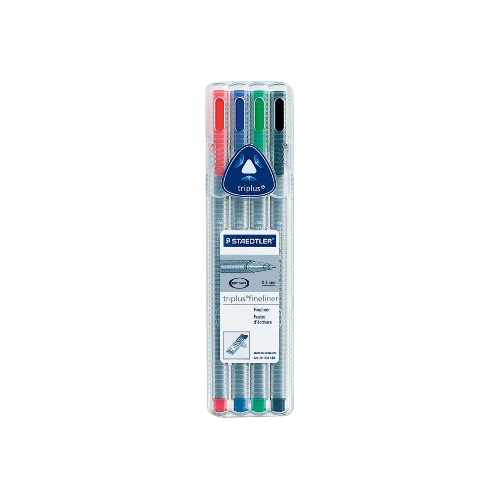 Produktbild för STAEDTLER triplus 334 - fineliner - svart, röd, blå, grön (paket om 4)