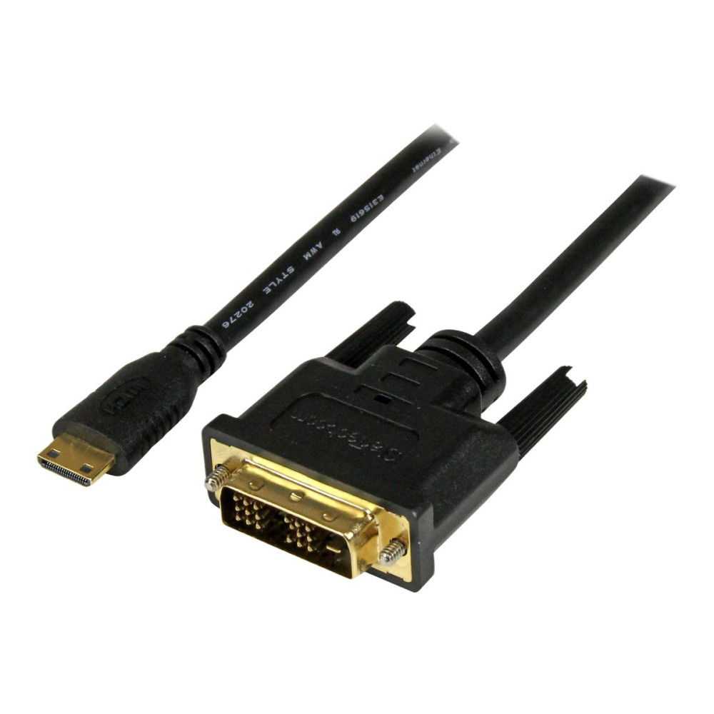 Produktbild för StarTech.com 1m (3.3 ft) Mini HDMI to DVI Cable, DVI-D to HDMI Cable (1920x1200p), 19 Pin HDMI Mini (C) Male to DVI-D Male, Digital Monitor Cable Adapter M/M, Single Link, Black - Mini HDMI to DVI Adapter - adapterkabel - HDMI / DVI - 1 m