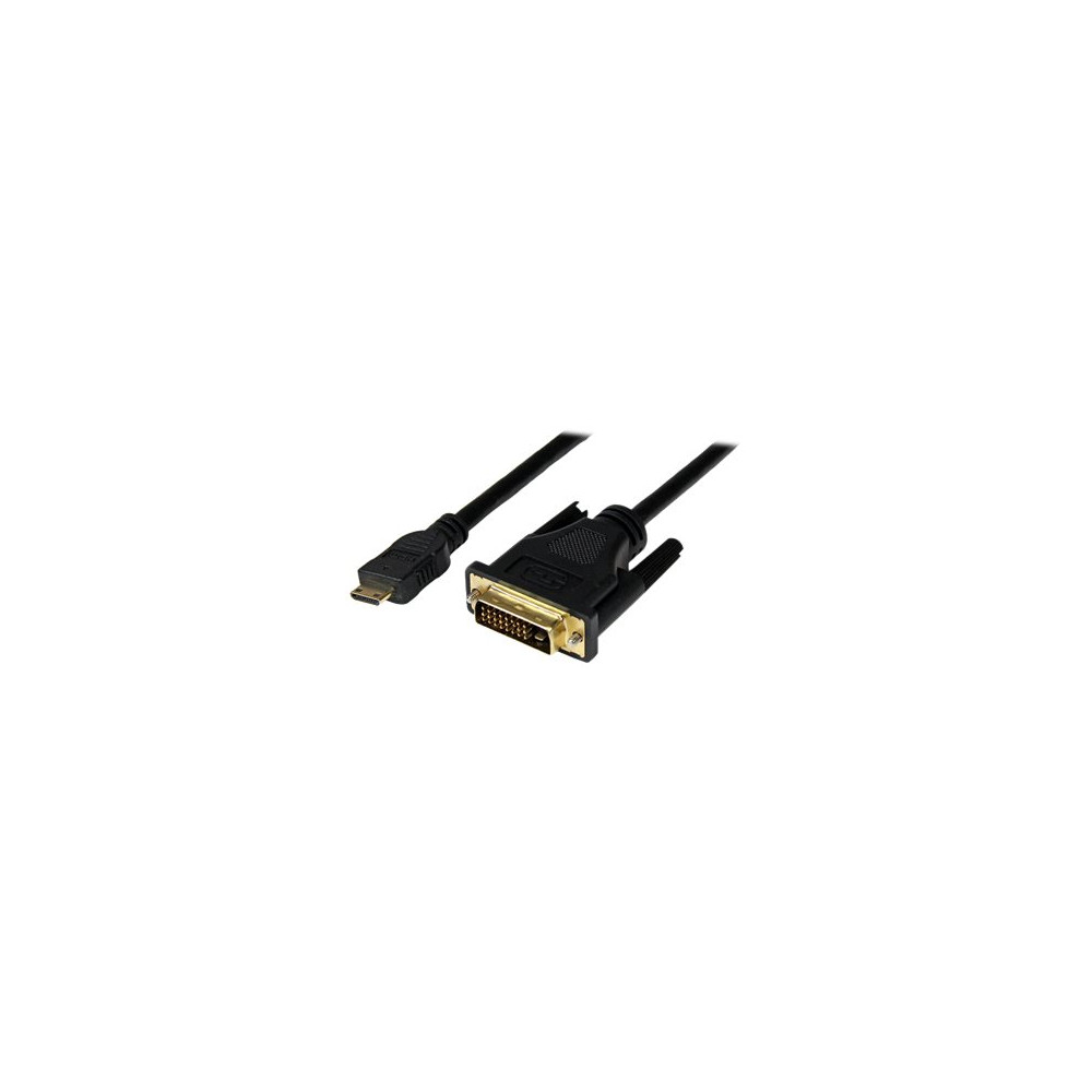 Produktbild för StarTech.com 1m (3.3 ft) Mini HDMI to DVI Cable, DVI-D to HDMI Cable (1920x1200p), 19 Pin HDMI Mini (C) Male to DVI-D Male, Digital Monitor Cable Adapter M/M, Single Link, Black - Mini HDMI to DVI Adapter - adapterkabel - HDMI / DVI - 1 m