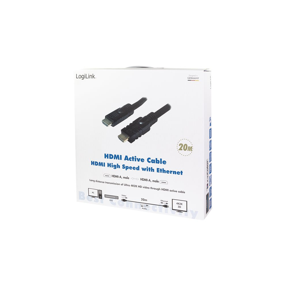 Produktbild för LogiLink Active HDMI High Speed Cable - HDMI-kabel med Ethernet - 20 m