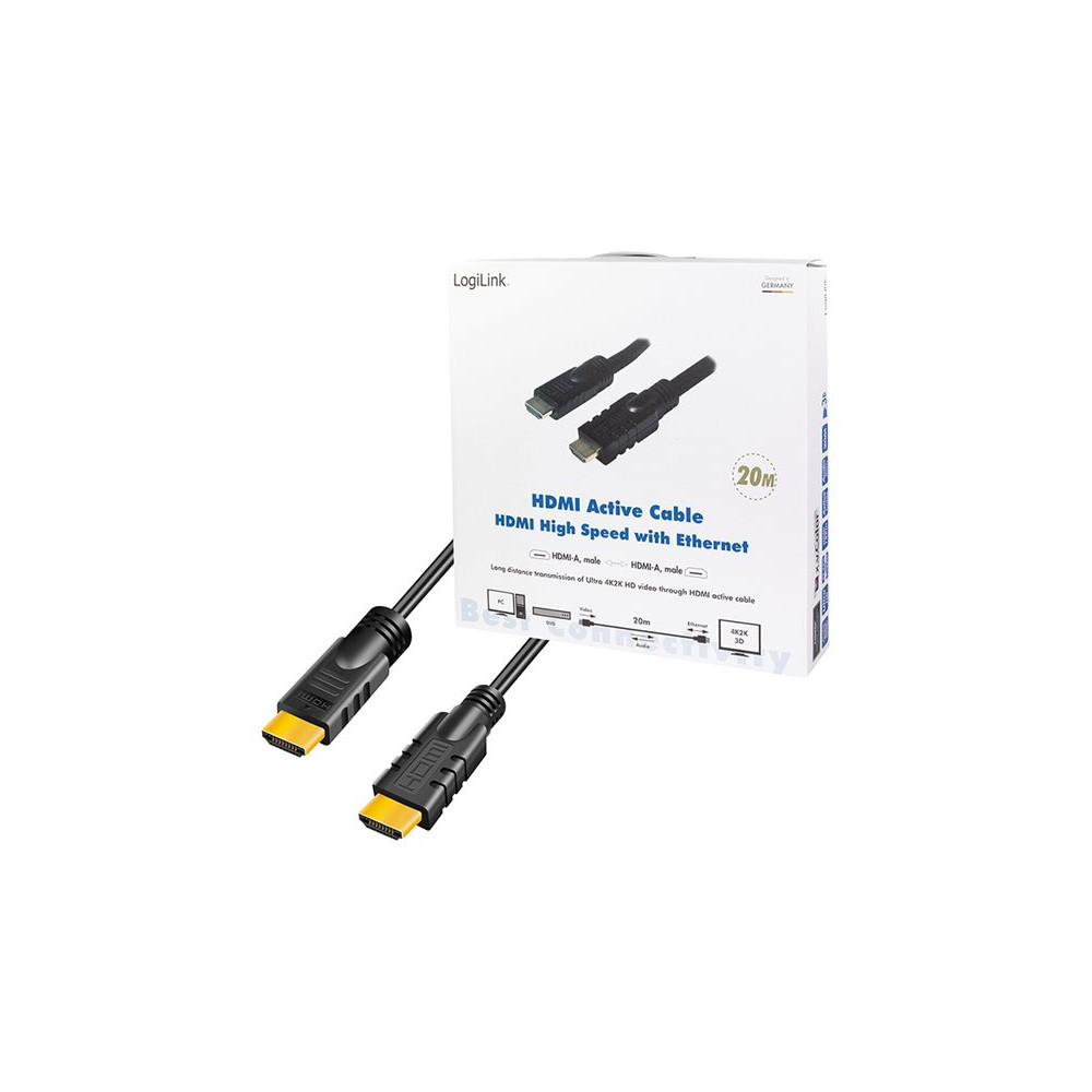 Produktbild för LogiLink Active HDMI High Speed Cable - HDMI-kabel med Ethernet - 20 m