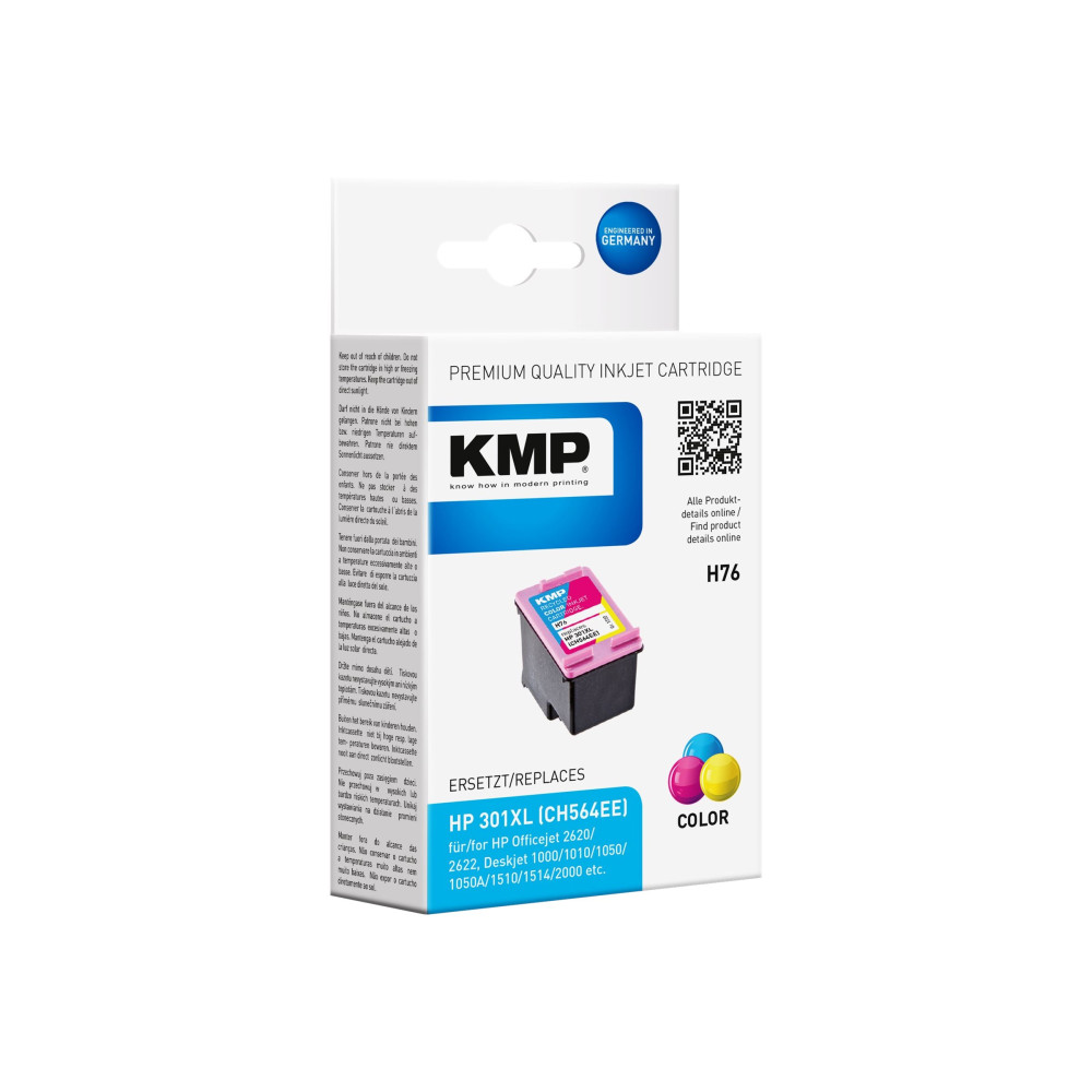 Produktbild för KMP H76 - färg (cyan, magenta, gul) - kompatibel - bläckpatron (alternativ för: HP 301XL, HP CH564EE)
