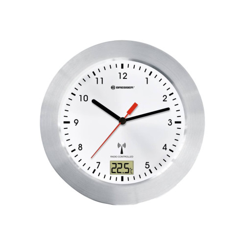 Meade Instruments Bresser MyTime - klocka - kvarts - väggmonterbar - 17 cm - vit - ram: silver