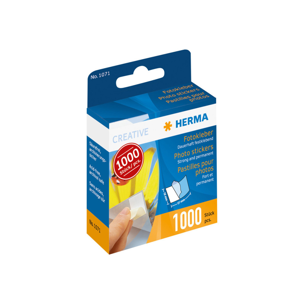 Produktbild för HERMA - monteringsbindemedel - 1.2 x 1.7 cm (paket om 1000)