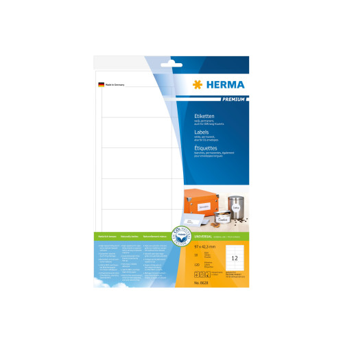 HERMA HERMA Premium - laminerade etiketter - matt - 120 etikett (er) - 97 x 42.3 mm