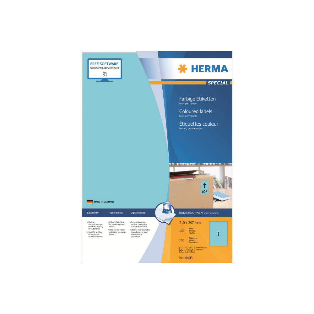 Produktbild för HERMA Special - etiketter - matt - 100 etikett (er) - A4