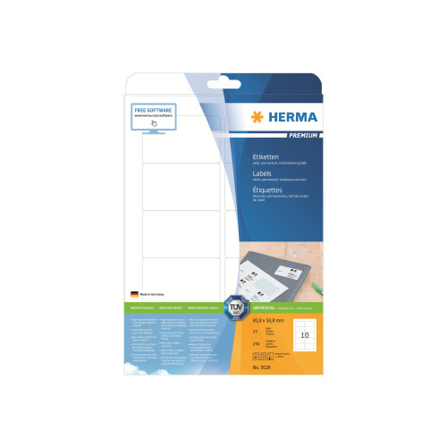 HERMA HERMA Premium - etiketter - matt - 250 etikett (er) - 83.8 x 50.8 mm
