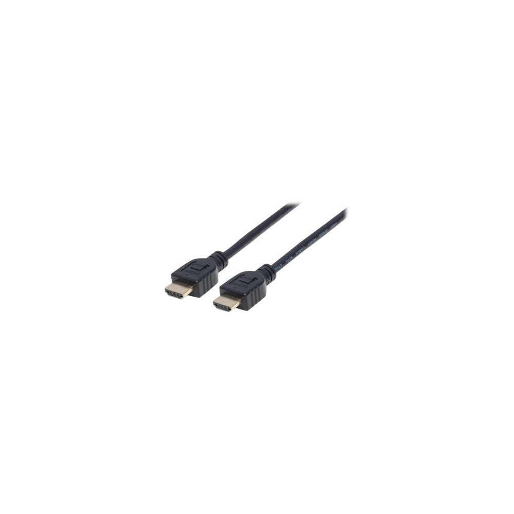Produktbild för Manhattan HDMI Cable with Ethernet (CL3 rated, suitable for In-Wall use), 4K@60Hz (Premium High Speed), 5m, Male to Male, Black, Ultra HD 4k x 2k, In-Wall rated, Fully Shielded, Gold Plated Contacts, Lifetime Warranty, Polybag - HDMI-kabel med Ethernet - 