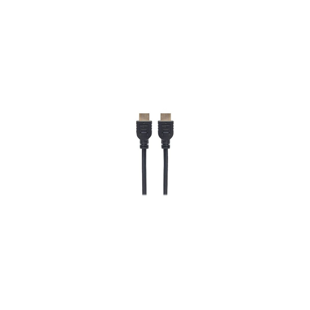Produktbild för Manhattan HDMI Cable with Ethernet (CL3 rated, suitable for In-Wall use), 4K@60Hz (Premium High Speed), 5m, Male to Male, Black, Ultra HD 4k x 2k, In-Wall rated, Fully Shielded, Gold Plated Contacts, Lifetime Warranty, Polybag - HDMI-kabel med Ethernet - 