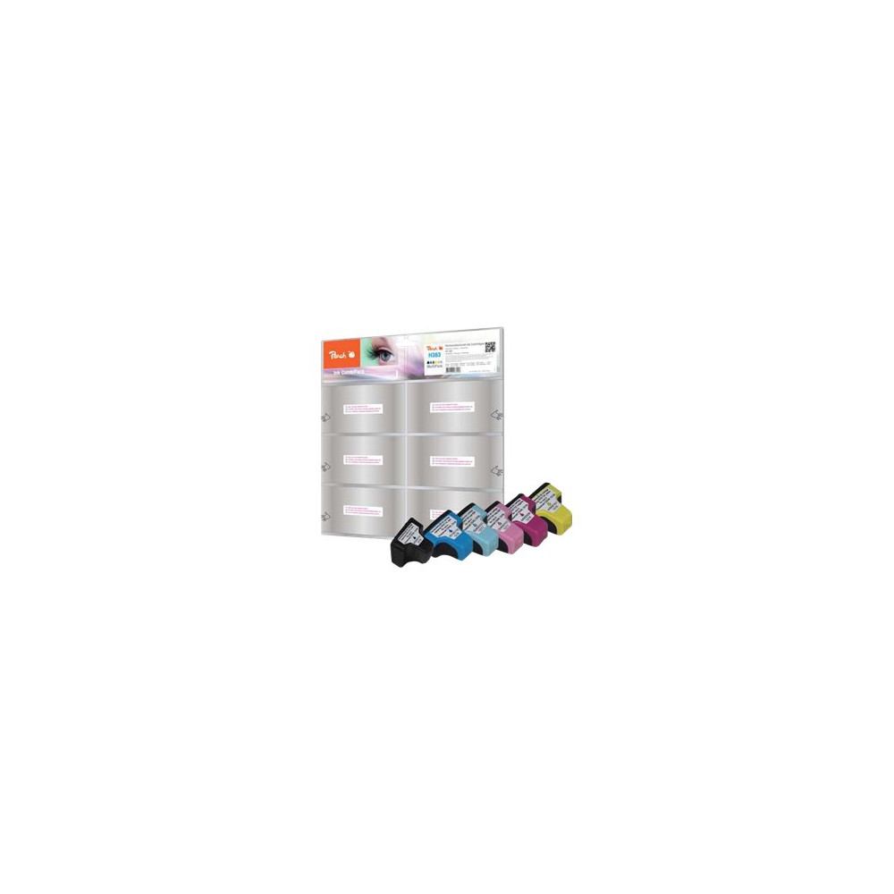Produktbild för Peach Combi-Pack - 6-pack - svart, gul, cyan, magenta, ljus magenta, ljus cyan - kompatibel - bläckpatron (alternativ för: HP 363, HP C8719EE, HP C8771EE, HP C8772EE, HP C8773EE, HP C8774EE, HP C8775EE)