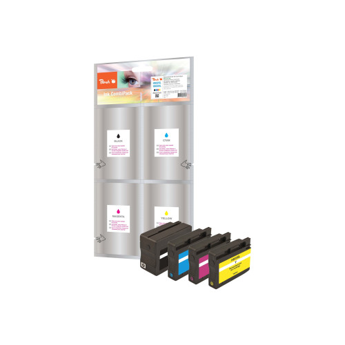 Peach Peach Multi Pack - 4-pack - svart, gul, cyan, magenta - kompatibel - återanvänd - bläckpatron (alternativ för: HP 932XL, HP 933XL, HP CN053AE, HP CN054AE, HP CN055AE, HP CN056AE)