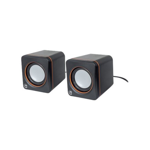 Manhattan 2600 Series Speaker System, Small Size, Big Sound, Two Speakers, Stereo, USB power, Output: 2x 3W, 3.5mm plug for sound, In-Line volume