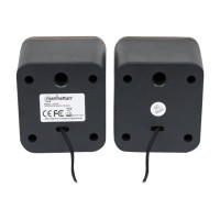 Produktbild för Manhattan 2600 Series Speaker System, Small Size, Big Sound, Two Speakers, Stereo, USB power, Output: 2x 3W, 3.5mm plug for sound, In-Line volume control, Cable 0.9m, Black, Three Year Warranty, Box - högtalare - för persondator
