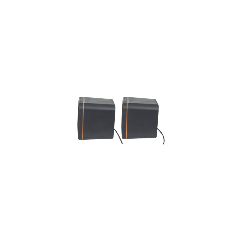 Produktbild för Manhattan 2600 Series Speaker System, Small Size, Big Sound, Two Speakers, Stereo, USB power, Output: 2x 3W, 3.5mm plug for sound, In-Line volume control, Cable 0.9m, Black, Three Year Warranty, Box - högtalare - för persondator