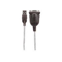 Produktbild för Manhattan USB-A to Serial Converter cable, 45cm, Male to Male, Serial/RS232/COM/DB9, Prolific PL-2303RA Chip, Black/Silver cable, Three Year Warranty, Polybag - seriell adapter - USB - RS-232 x 1
